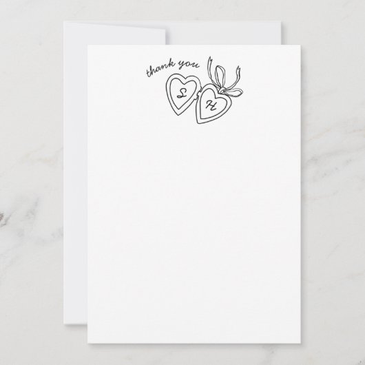 Whimsical Heart Locket Doodle Sketch Modern CUSTOM Dankeskarte (Vorderseite)
