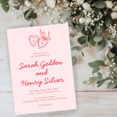 Whimsical Heart Locket Doodle Sketch Modern CUSTOM Einladung