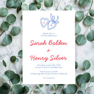 Whimsical Heart Locket Doodle Sketch Modern CUSTOM Einladung