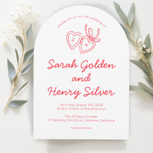 Whimsical Heart Locket Doodle Sketch Modern CUSTOM Einladung