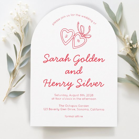 Whimsical Heart Locket Doodle Sketch Modern CUSTOM Einladung