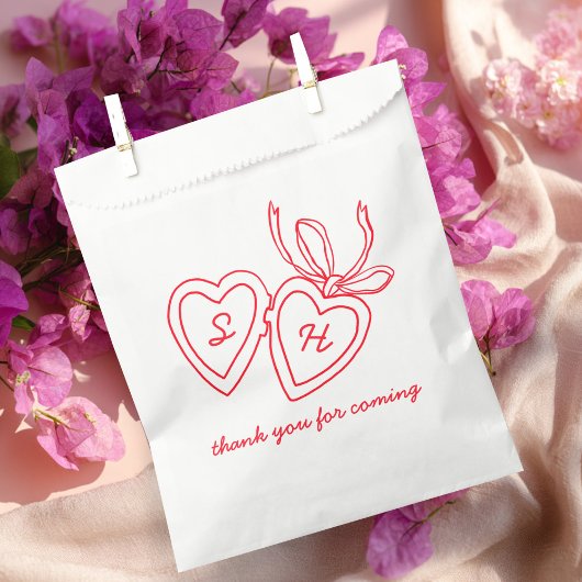 Whimsical Heart Locket Doodle Sketch Modern CUSTOM Geschenktütchen