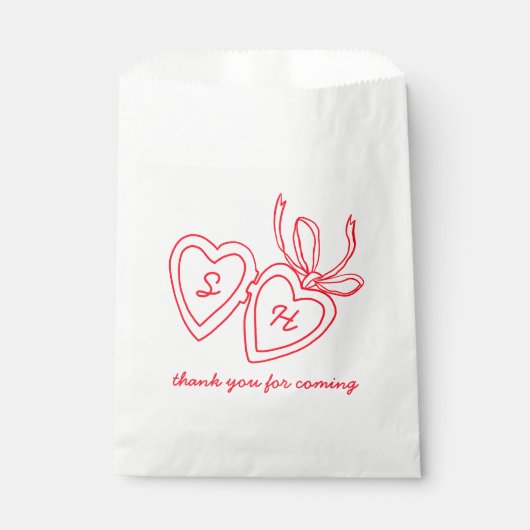 Whimsical Heart Locket Doodle Sketch Modern CUSTOM Geschenktütchen (Vorderseite)
