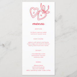 Whimsical Heart Locket Doodle Sketch Modern CUSTOM Menükarte