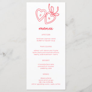 Whimsical Heart Locket Doodle Sketch Modern CUSTOM Menükarte