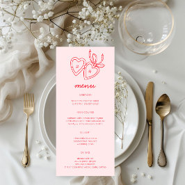 Whimsical Heart Locket Doodle Sketch Modern CUSTOM Menükarte