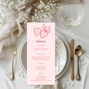 Whimsical Heart Locket Doodle Sketch Modern CUSTOM Menükarte