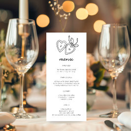 Whimsical Heart Locket Doodle Sketch Modern CUSTOM Menükarte