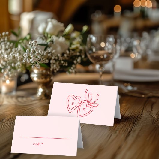 Whimsical Heart Locket Doodle Sketch Modern CUSTOM Platzkarte