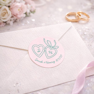 Whimsical Heart Locket Doodle Sketch Modern CUSTOM Runder Aufkleber