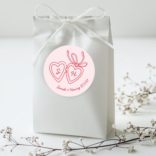 Whimsical Heart Locket Doodle Sketch Modern CUSTOM Runder Aufkleber