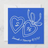 Whimsical Heart Locket Doodle Sketch Modern CUSTOM Save The Date (Vorderseite)