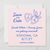 Whimsical Heart Locket Doodle Sketch Modern CUSTOM Save The Date (Rückseite)