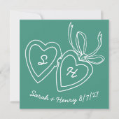 Whimsical Heart Locket Doodle Sketch Modern CUSTOM Save The Date (Vorderseite)