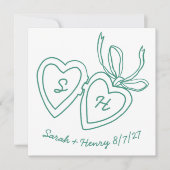Whimsical Heart Locket Doodle Sketch Modern CUSTOM Save The Date (Vorderseite)