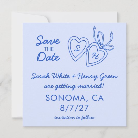 Whimsical Heart Locket Doodle Sketch Modern CUSTOM Save The Date (Rückseite)