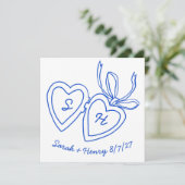 Whimsical Heart Locket Doodle Sketch Modern CUSTOM Save The Date (Stehend Vorderseite)