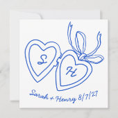Whimsical Heart Locket Doodle Sketch Modern CUSTOM Save The Date (Vorderseite)