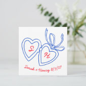 Whimsical Heart Locket Doodle Sketch Modern CUSTOM Save The Date (Stehend Vorderseite)