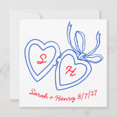 Whimsical Heart Locket Doodle Sketch Modern CUSTOM Save The Date (Vorderseite)