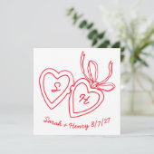 Whimsical Heart Locket Doodle Sketch Modern CUSTOM Save The Date (Stehend Vorderseite)