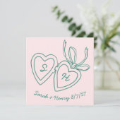 Whimsical Heart Locket Doodle Sketch Modern CUSTOM Save The Date (Stehend Vorderseite)