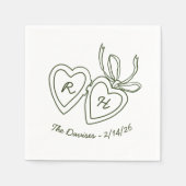 Whimsical Heart Locket Doodle Sketch Modern CUSTOM Serviette (Vorderseite)