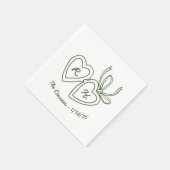 Whimsical Heart Locket Doodle Sketch Modern CUSTOM Serviette (Ecke)