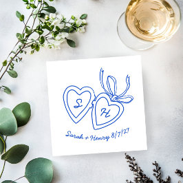 Whimsical Heart Locket Doodle Sketch Modern CUSTOM Serviette