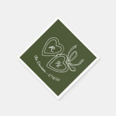 Whimsical Heart Locket Doodle Sketch Modern CUSTOM Serviette (Ecke)