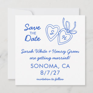 Whimsical Heart Locket Doodle Skizze Modern CUSTOM Save The Date