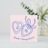 Whimsical Heart Locket Doodle Skizze Modern CUSTOM Save The Date (Stehend Vorderseite)
