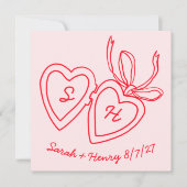 Whimsical Heart Locket Doodle Skizze Modern CUSTOM Save The Date (Vorderseite)