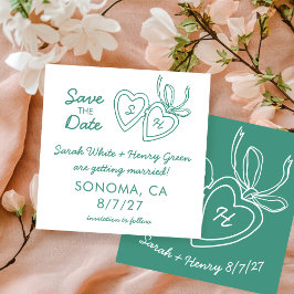 Whimsical Heart Locket Doodle Skizze Modern CUSTOM Save The Date