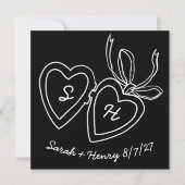 Whimsical Heart Locket Doodle Skizze Modern CUSTOM Save The Date (Vorderseite)