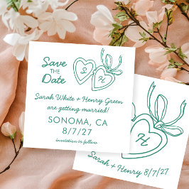 Whimsical Heart Locket Doodle Skizze Modern INDIVI Save The Date