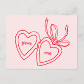 Whimsical Heart Locket Doodle Valentinstag Postkarte (Vorderseite)