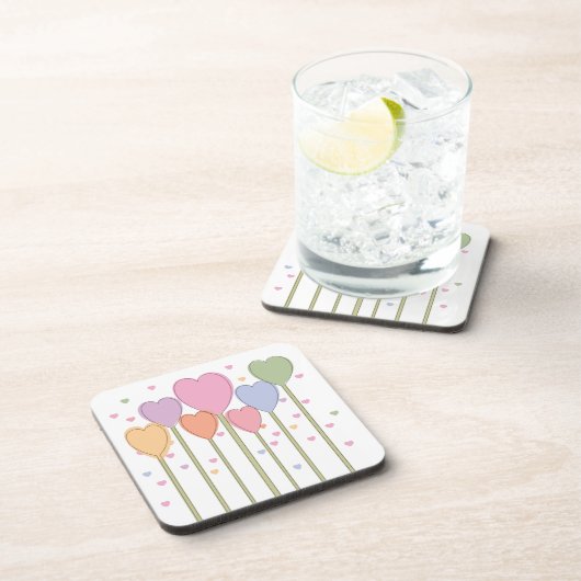 Whimsical Heart Lollipops Getränkeuntersetzer (Rechte Seite)