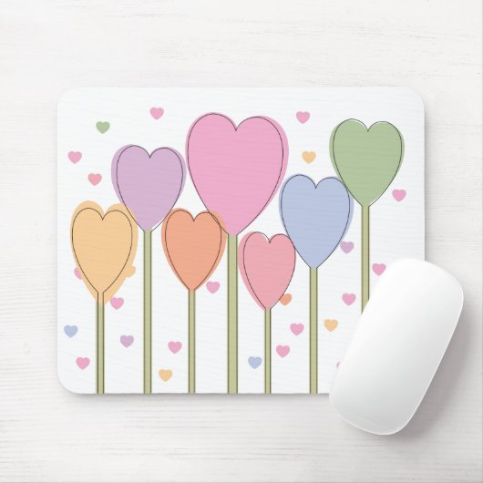 Whimsical Heart Lollipops Mousepad (Mit Mouse)