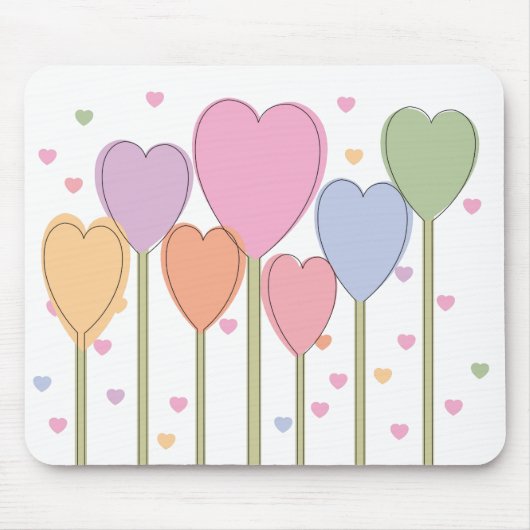 Whimsical Heart Lollipops Mousepad (Vorne)