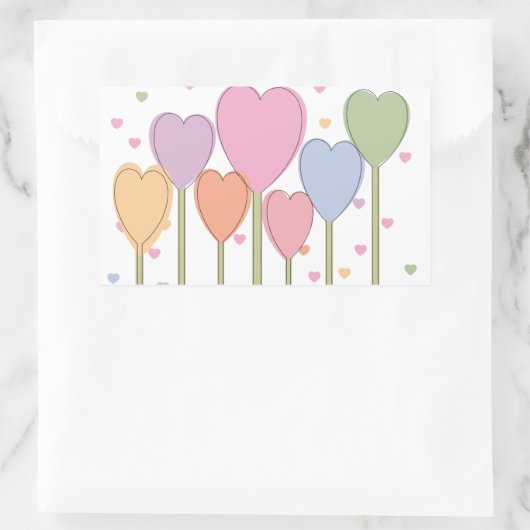 Whimsical Heart Lollipops Rechteckiger Aufkleber (Tasche)