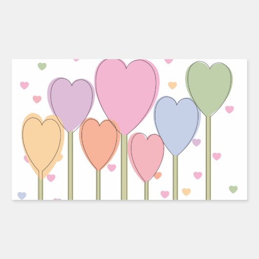 Whimsical Heart Lollipops Rechteckiger Aufkleber (Vorderseite)