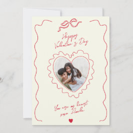 Whimsical Heart Photo Bow Frame Love Valentines Feiertagskarte