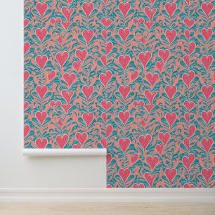 Whimsical Heart Swirl: Ein romantisches Muster Tapete