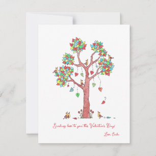 Whimsical Heart Tree Frohen Valentinstag Feiertagskarte