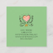 Whimsical Heart Wings Caregier Quadratische Visitenkarte (Rückseite)