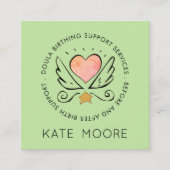 Whimsical Heart Wings Midfrau oder Doula Birth Coa Quadratische Visitenkarte (Vorderseite)