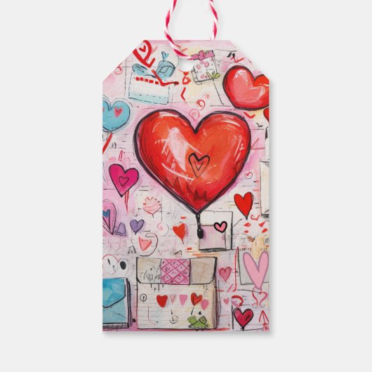 Whimsical Hearts and Liebe Letters Party Vielen Da Geschenkanhänger (Rückseite)