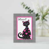 Whimsical Hearts Cat - Meow Postkarte (Stehend Vorderseite)