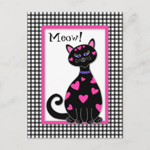 Whimsical Hearts Cat - Meow Postkarte